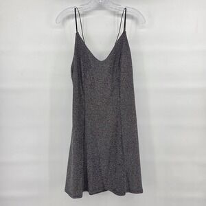 H&M Divided Mini Dress Large Silver Black Metallic Shimmer Disco Glam Party